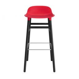 Normann Copenhagen Form Barstool - Wood - 75cm - Bright Red - Black Oak Legs Shell Colour: Bright Red, Leg Colour: Black Oak - thumbnail 2
