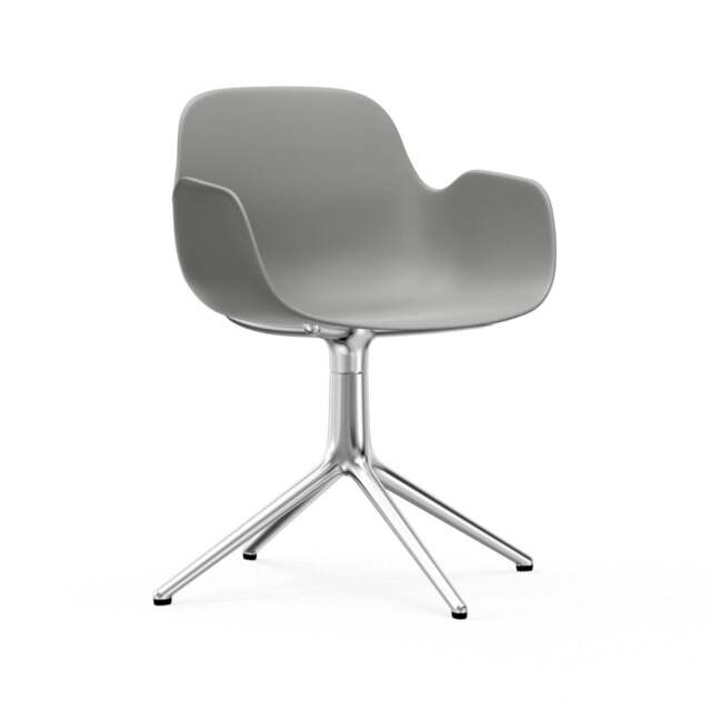 Normann Copenhagen Form Armchair Swivel - 4 Leg - Grey - Aluminium Legs Shell Colour: Grey, Leg Colour: Aluminium - image 1
