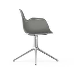 Normann Copenhagen Form Armchair Swivel - 4 Leg - Grey - Aluminium Legs Shell Colour: Grey, Leg Colour: Aluminium - thumbnail 3