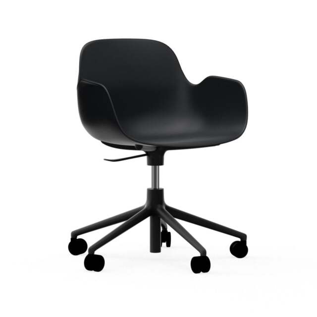 Normann Copenhagen Form Armchair Swivel - 5 Wheel - Gas Lift - Black Legs Shell Colour: Black, Leg Colour: Black - image 1