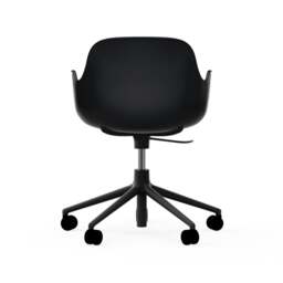 Normann Copenhagen Form Armchair Swivel - 5 Wheel - Gas Lift - Black Legs Shell Colour: Black, Leg Colour: Black - thumbnail 4