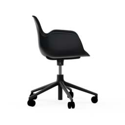 Normann Copenhagen Form Armchair Swivel - 5 Wheel - Gas Lift - Black Legs Shell Colour: Black, Leg Colour: Black - thumbnail 3
