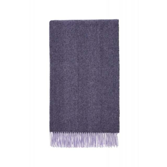 Bronte By Moon Pure New Wool Herringbone Throw - Blackcurrant
