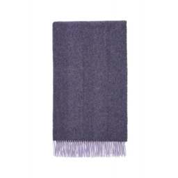 Bronte By Moon Pure New Wool Herringbone Throw - Blackcurrant