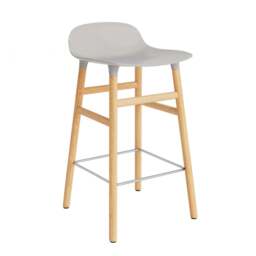 Normann Copenhagen Form Barstool - Wood - 65cm - Warm Grey - Oak Legs Shell Colour: Warm Grey, Leg Colour: Oak - thumbnail 1