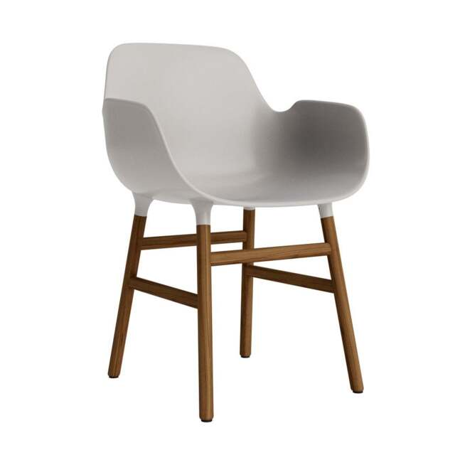 Normann Copenhagen Form Armchair - Warm Grey - Walnut Legs Shell Colour: Warm Grey, Leg Colour: Walnut - image 1