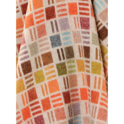 Bronte By Moon Ribbon Check Merino Lambswool Throw - Beige - thumbnail 3