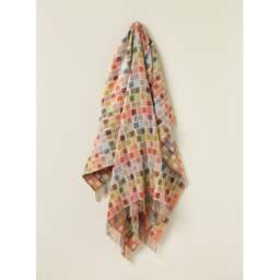 Bronte By Moon Ribbon Check Merino Lambswool Throw - Beige