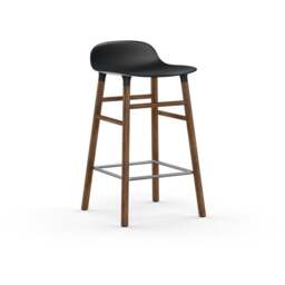 Normann Copenhagen Form Barstool - Wood - 65cm - Black - Walnut Legs Shell Colour: Black, Leg Colour: Walnut - thumbnail 1