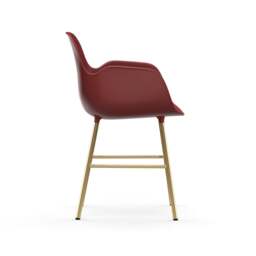Normann Copenhagen Form Armchair - Red - Brass Legs Shell Colour: Red, Leg Colour: Brass - thumbnail 3