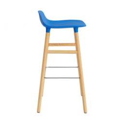 Normann Copenhagen Form Barstool - Wood - 75cm - Bright Blue - Oak Legs Shell Colour: Bright Blue, Leg Colour: Oak - thumbnail 3