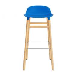 Normann Copenhagen Form Barstool - Wood - 75cm - Bright Blue - Oak Legs Shell Colour: Bright Blue, Leg Colour: Oak - thumbnail 2