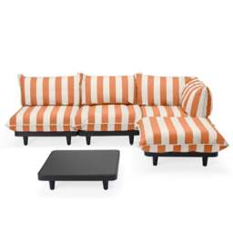 Fatboy Paletti Outdoor Set &amp Anthracite Table - Large Colour: Stripe Orange Creme (Right)