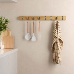 Umbra Flip 8 Hook Coat Rack - Natural/Nickel - thumbnail 7