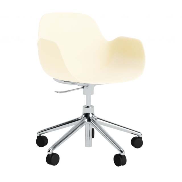 Normann Copenhagen Form Armchair Swivel - 5 Wheel - Gas Lift - Cream - Aluminium Legs Shell Colour: Cream, Leg Colour: Aluminium - image 1