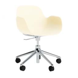 Normann Copenhagen Form Armchair Swivel - 5 Wheel - Gas Lift - Cream - Aluminium Legs Shell Colour: Cream, Leg Colour: Aluminium - thumbnail 1