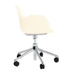 Normann Copenhagen Form Armchair Swivel - 5 Wheel - Gas Lift - Cream - Aluminium Legs Shell Colour: Cream, Leg Colour: Aluminium - thumbnail 3