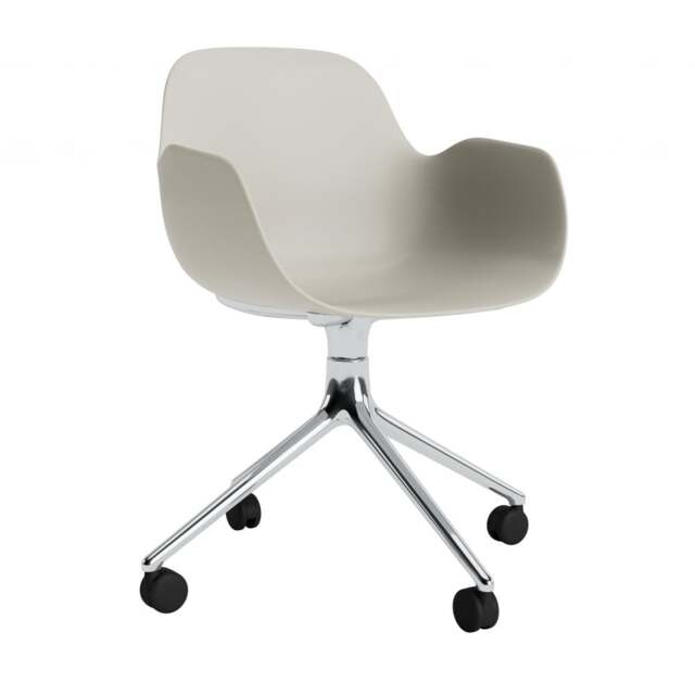 Normann Copenhagen Form Armchair Swivel - 4 Wheel - Light Grey - Aluminium Legs Shell Colour: Light Grey, Leg Colour: Aluminium - image 1