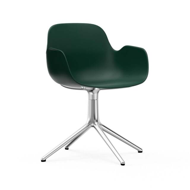 Normann Copenhagen Form Armchair Swivel - 4 Leg - Green - Aluminium Legs Shell Colour: Green, Leg Colour: Aluminium - image 1