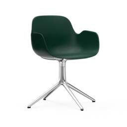 Normann Copenhagen Form Armchair Swivel - 4 Leg - Green - Aluminium Legs Shell Colour: Green, Leg Colour: Aluminium - thumbnail 1