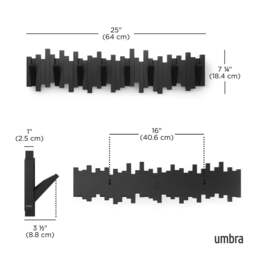 Umbra Sticks Multi Hook Wall Rack - Black - 8 Hooks - thumbnail 5