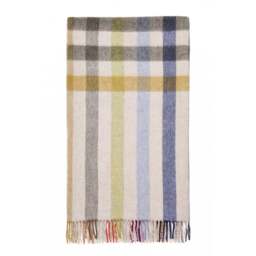 Bronte By Moon Luxury Merino Lambswool Henley Throw - Beige/Multi