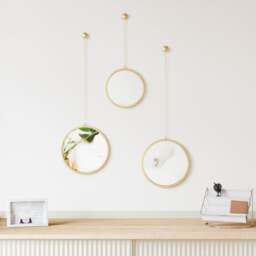 Umbra Dima Round Wall Mirror - Brass - Set of 3 - thumbnail 2