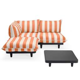 Fatboy Paletti Outdoor Set &amp Anthracite Table - Medium Colour: Stripe Orange Creme (Left)
