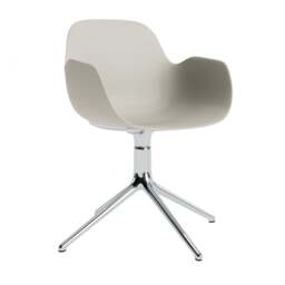 Normann Copenhagen Form Armchair Swivel - 4 Leg - Light Grey - Aluminium Legs Shell Colour: Light Grey, Leg Colour: Aluminium - thumbnail 1