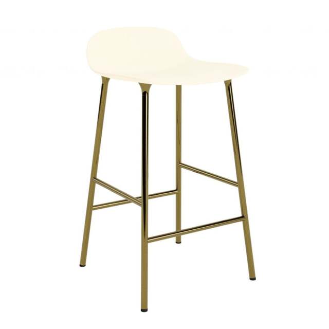 Normann Copenhagen Form Barstool - 65cm - Cream - Brass Legs Shell Colour: Cream, Leg Colour: Brass - image 1