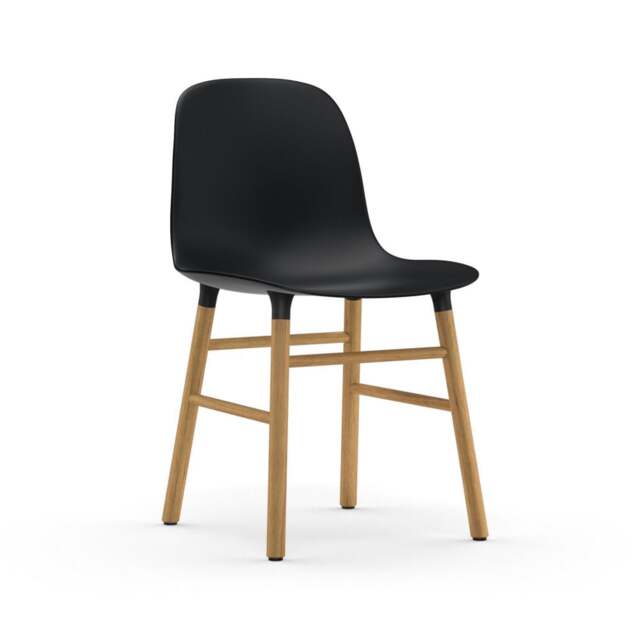 Normann Copenhagen Form Chair - Black - Oak Legs Shell Colour: Black, Leg Colour: Oak - image 1