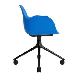 Normann Copenhagen Form Armchair Swivel - 4 Wheel - Bright Blue - Black Legs Shell Colour: Bright Blue, Leg Colour: Black - thumbnail 3