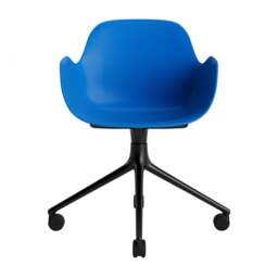 Normann Copenhagen Form Armchair Swivel - 4 Wheel - Bright Blue - Black Legs Shell Colour: Bright Blue, Leg Colour: Black - thumbnail 2