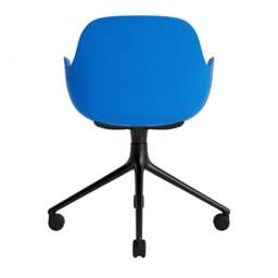Normann Copenhagen Form Armchair Swivel - 4 Wheel - Bright Blue - Black Legs Shell Colour: Bright Blue, Leg Colour: Black - thumbnail 4