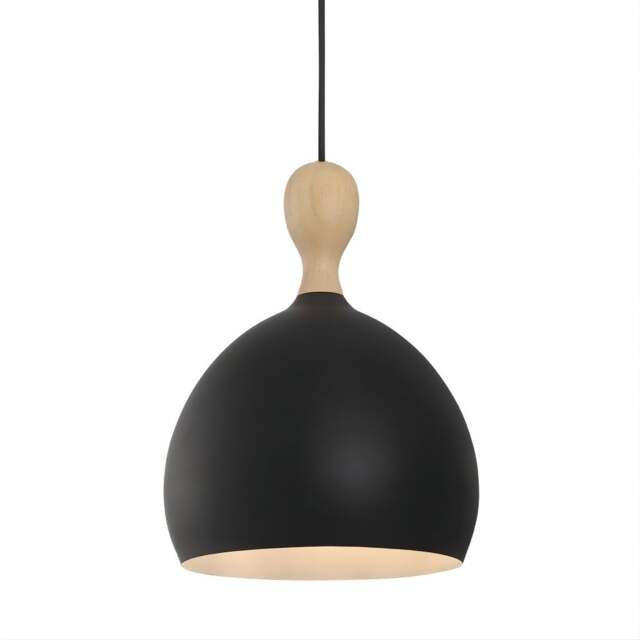 Halo Design Dueodde Metal/Wood Pendant Lamp - O 24cm - Black Size: O 24cm, Colour: Black