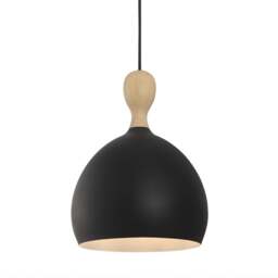 Halo Design Dueodde Metal/Wood Pendant Lamp - O 24cm - Black Size: O 24cm, Colour: Black
