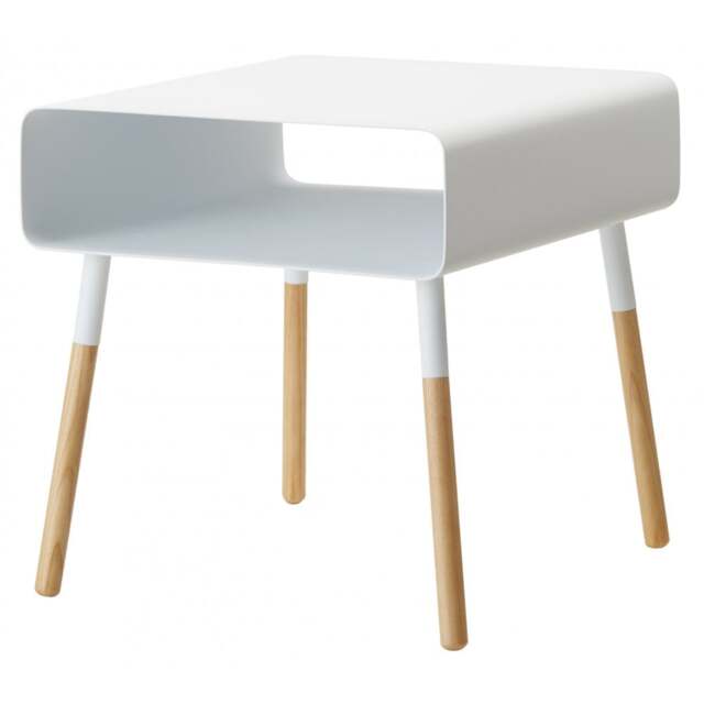 Yamazaki Low Side Table with Storage Shelf - White - image 1
