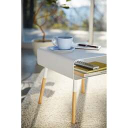 Yamazaki Low Side Table with Storage Shelf - White - thumbnail 7