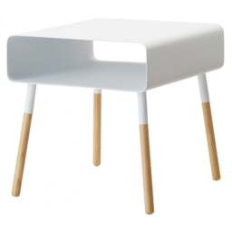 Yamazaki Low Side Table with Storage Shelf - White