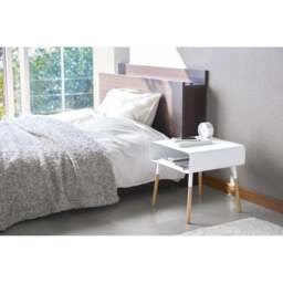 Yamazaki Low Side Table with Storage Shelf - White - thumbnail 2