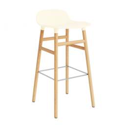 Normann Copenhagen Form Barstool - Wood - 75cm - Cream - Oak Legs Shell Colour: Cream, Leg Colour: Oak