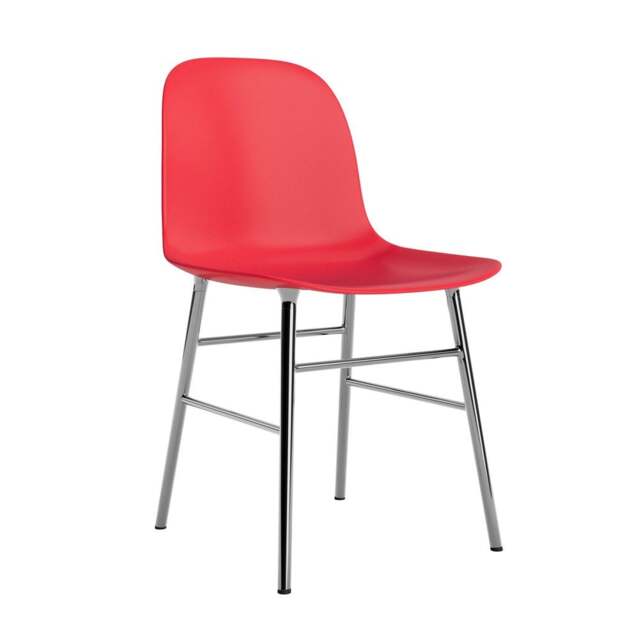 Normann Copenhagen Form Chair - Bright Red - Chrome Legs Shell Colour: Bright Red, Leg Colour: Chrome - image 1