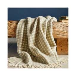 Tweedmill Textiles Pure New Wool Reversible Jacquard Spot Throw - Sage - 200cm x 130cm - thumbnail 2