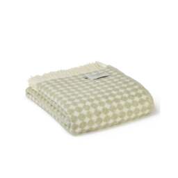 Tweedmill Textiles Pure New Wool Reversible Jacquard Spot Throw - Sage - 200cm x 130cm - thumbnail 1