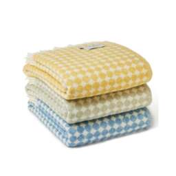 Tweedmill Textiles Pure New Wool Reversible Jacquard Spot Throw - Sage - 200cm x 130cm - thumbnail 3