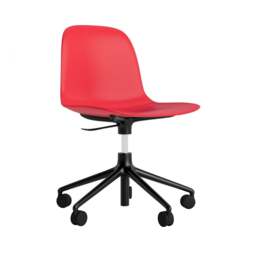 Normann Copenhagen Form Chair Swivel - 5 Wheel - Gas Lift - Bright Red - Black Legs Shell Colour: Bright Red, Leg Colour: Black - thumbnail 1