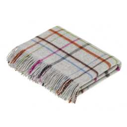 Bronte By Moon Variegated Windowpane Throw - Grey - Merino Lambswool