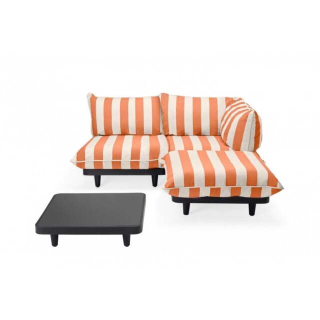 Fatboy Paletti Modular Outdoor Lounge Furniture - Orange Creme Option: 2 Seater Right + Hocker + Table