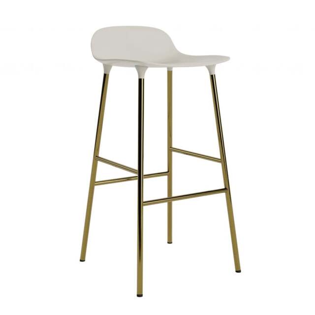 Normann Copenhagen Form Barstool - 75cm - Light Grey - Brass Legs Shell Colour: Light Grey, Leg Colour: Brass - image 1