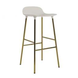 Normann Copenhagen Form Barstool - 75cm - Light Grey - Brass Legs Shell Colour: Light Grey, Leg Colour: Brass - thumbnail 1